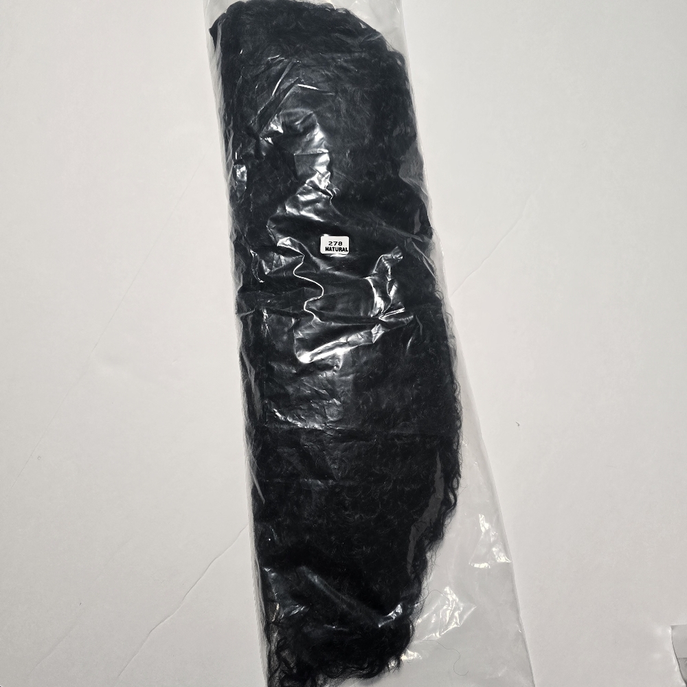 New 28" Natural Black Kinky Curly Headband Glueless Wear & Go Synthetic Wig - Picture 11 of 15
